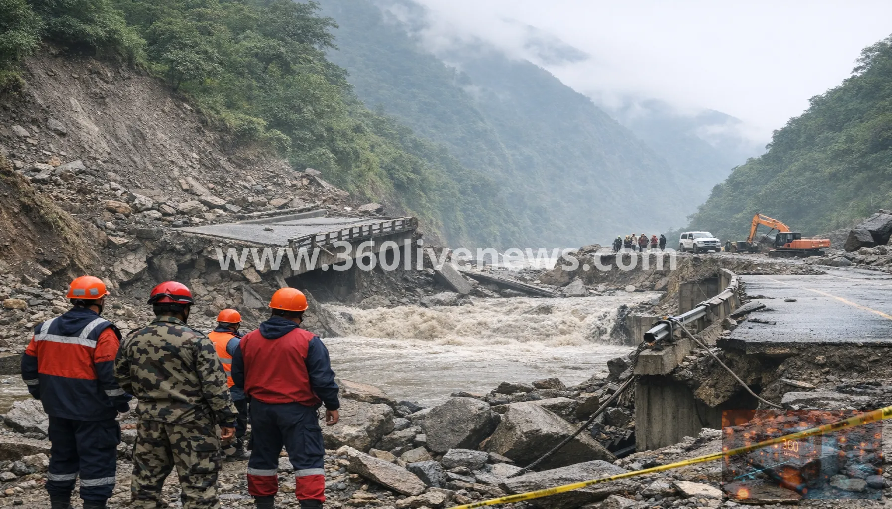 Nepal-Tibet border floods leave rescue crews cut off as roads and bridges are destroyed