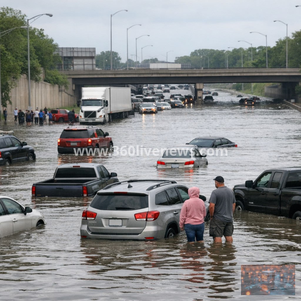 Drivers stranded as flooding closes major highway in Milwaukee