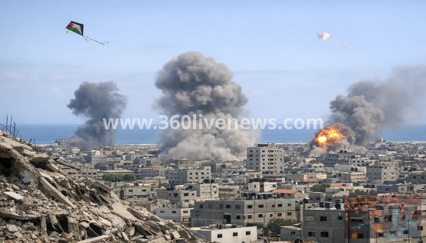 Three killed in Gaza strikes as Israel renews expulsion threats over kite flying