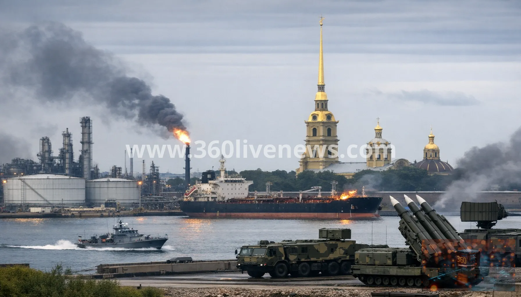 Ukraine says it struck St Petersburg oil and military targets after deadly Kyiv attack