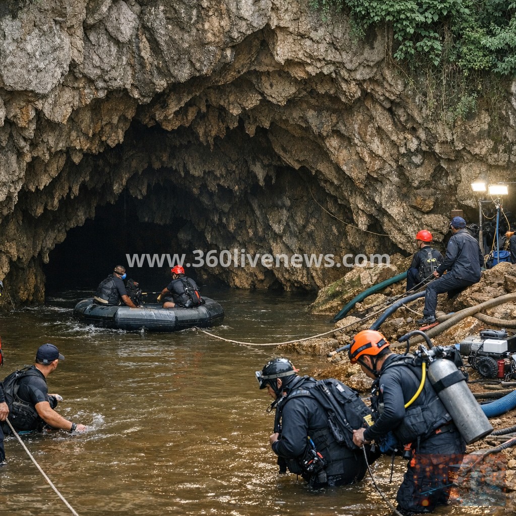 Rescuers race to free seven trapped in flooded Laos cave