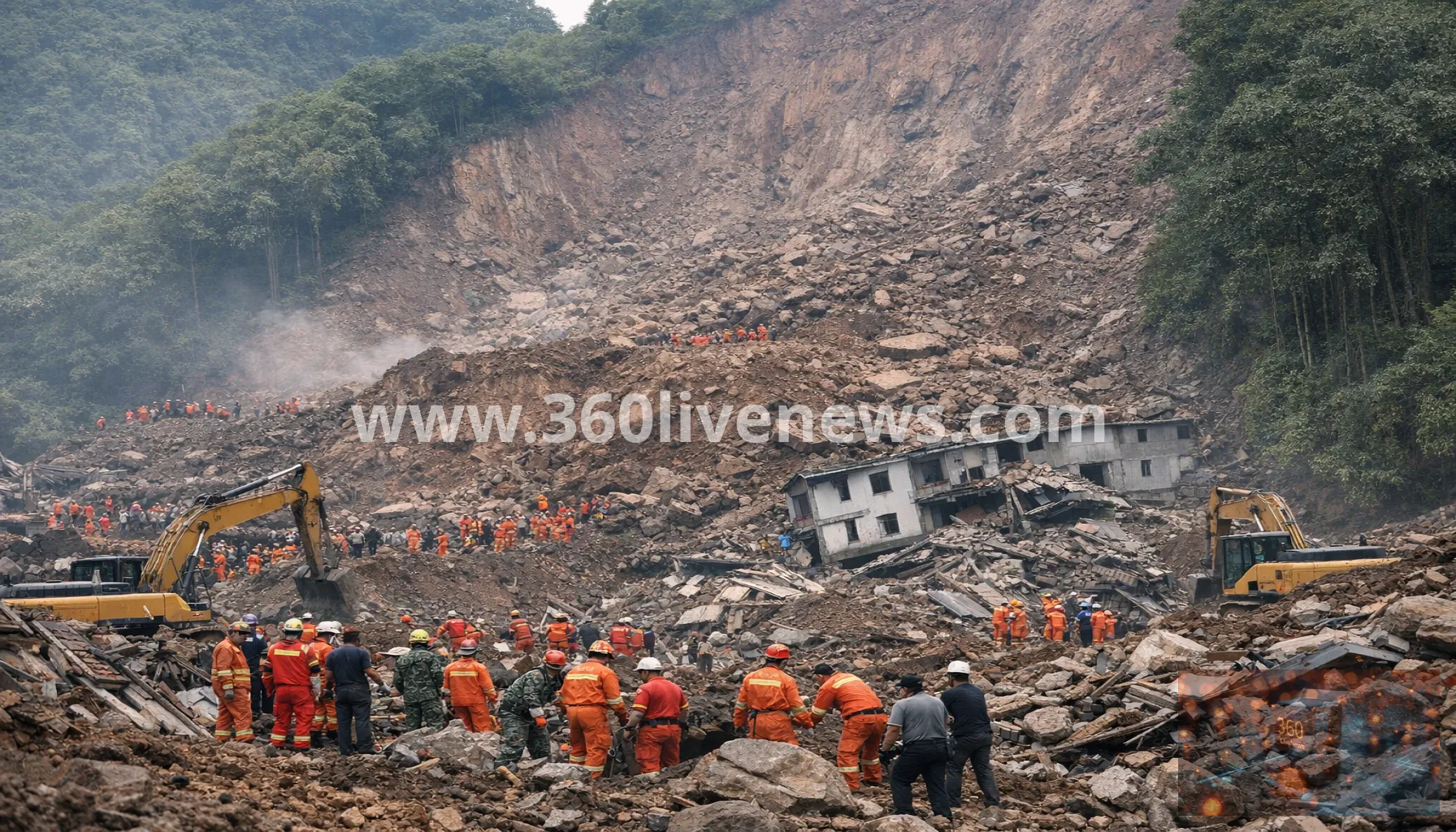 Landslide in Chongqing's Pengshui buries people and buildings as rescue operation continues