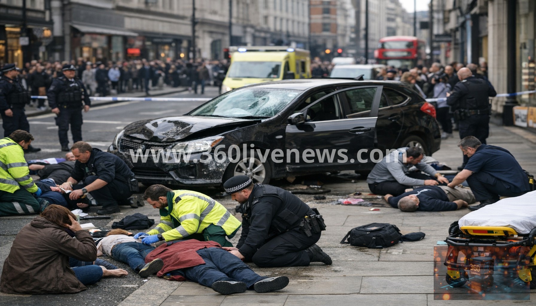 Woman arrested for attempted murder after car hits pedestrians in central London