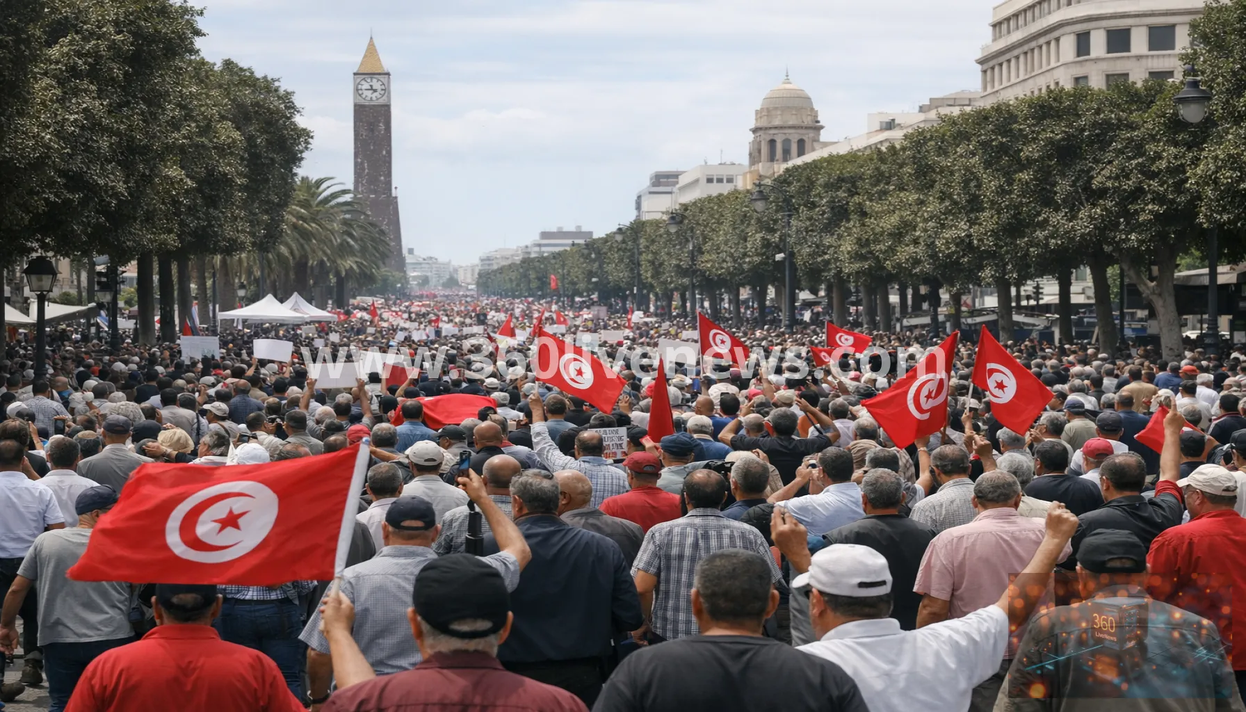Thousands protest in Tunis on fifth anniversary of Saied's emergency rule