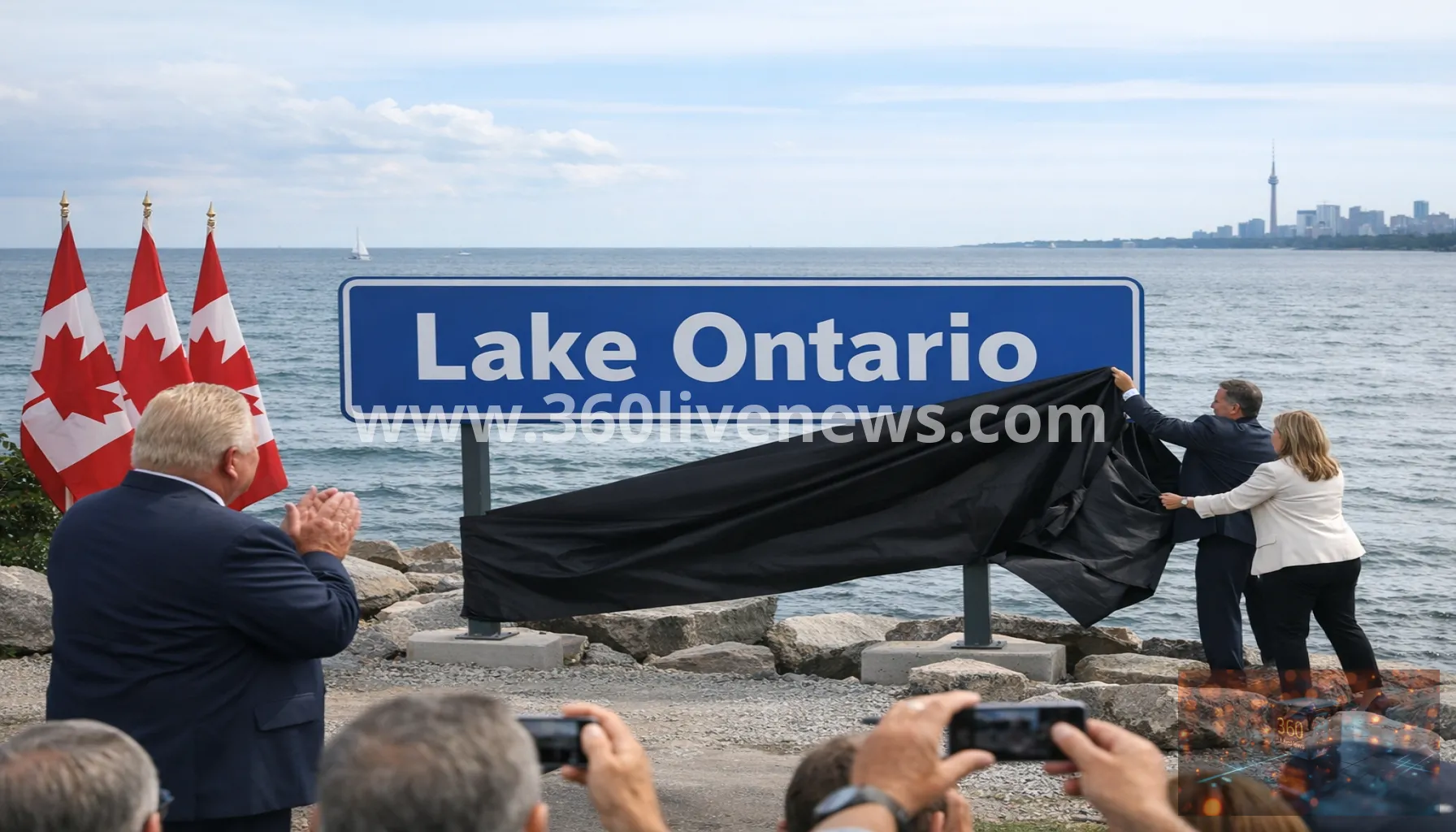 Canada installs Lake Ontario sign after Trump renaming push