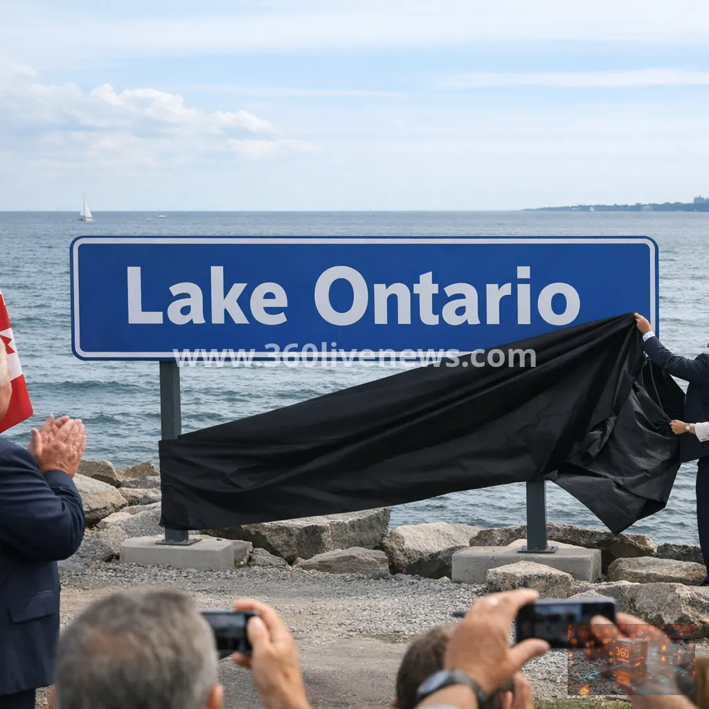 Canada installs Lake Ontario sign after Trump renaming push