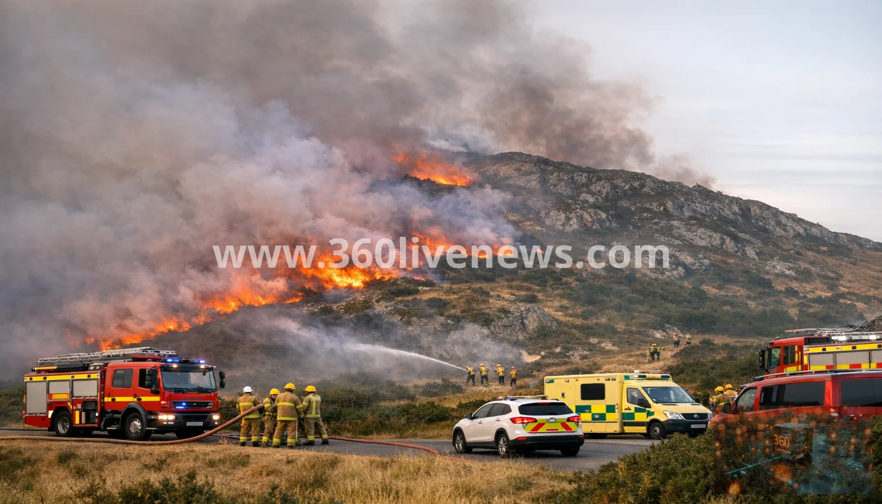 Major incident declared in north Wales as firefighters tackle Conwy Mountain wildfire
