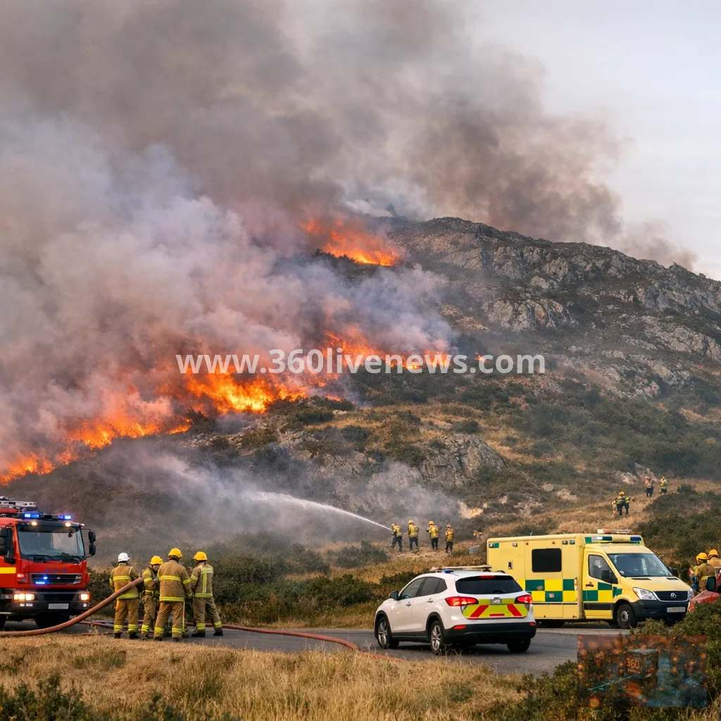 Major incident declared in north Wales as firefighters tackle Conwy Mountain wildfire