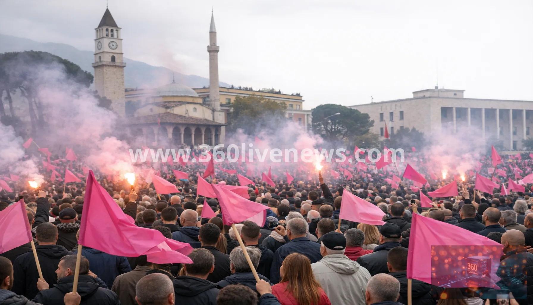 Thousands in Tirana demand Albanian prime minister's resignation as Flamingo Revolution widens
