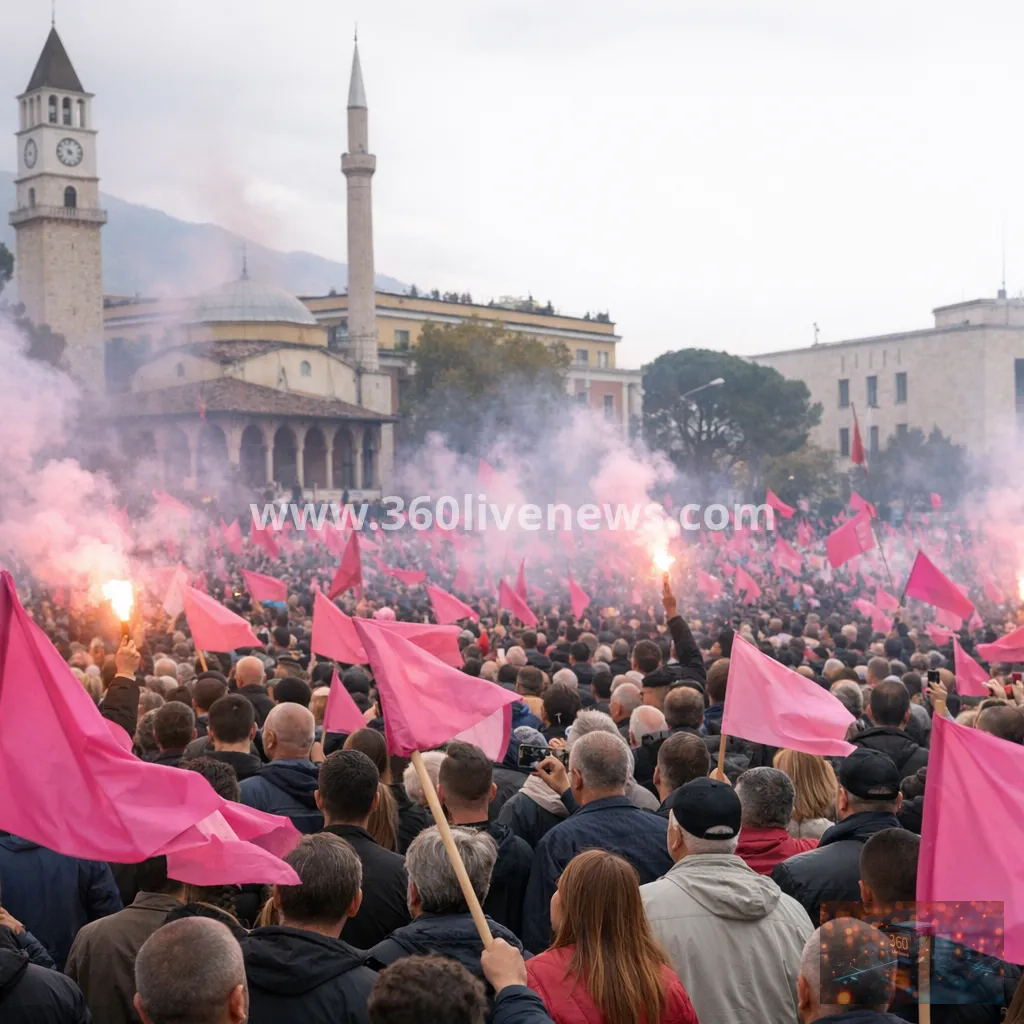 Thousands in Tirana demand Albanian prime minister's resignation as Flamingo Revolution widens
