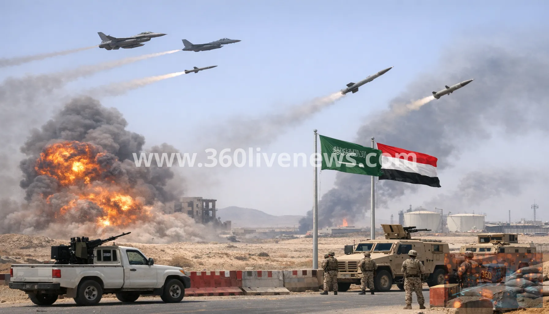 Five killed as Houthi, Yemeni government and Saudi strikes intensify across Yemen and Saudi Arabia