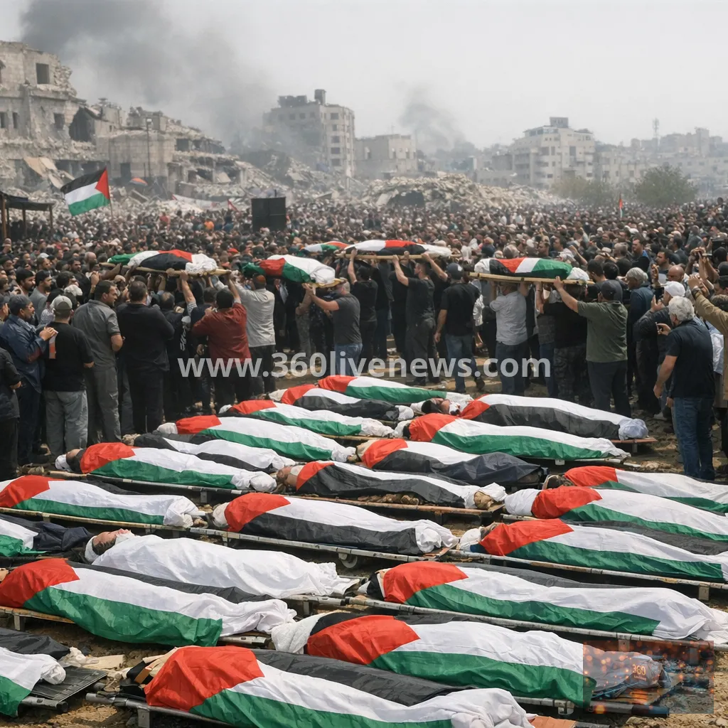 Gaza holds mass funeral for 50 Palestinians recovered from rubble in Gaza City
