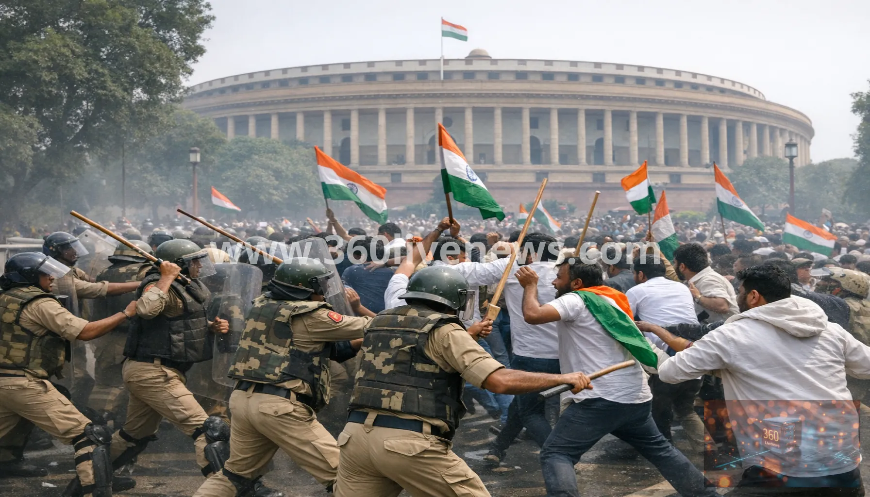 Indian police use tear gas and baton charges as Cockroach movement marches on parliament