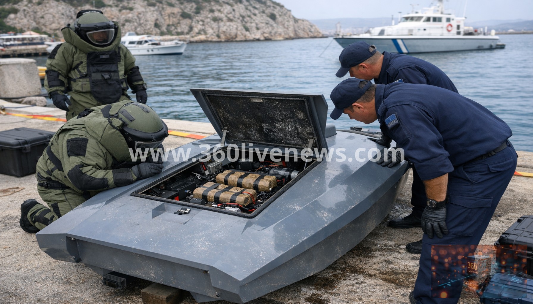 Greece police seize mystery drone boat armed with explosives