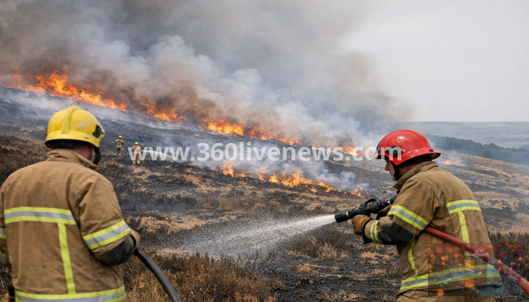 Tintwistle Moor wildfire burns on for more than a month in England's Peak District