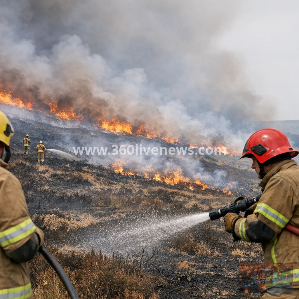 Tintwistle Moor wildfire burns on for more than a month in England's Peak District