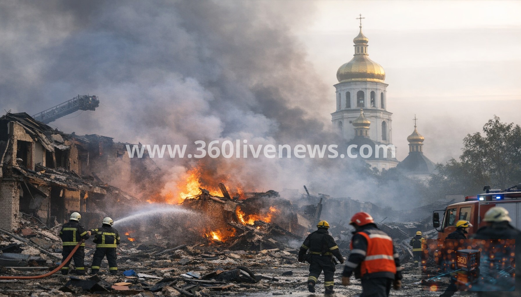 Deadly airstrike hits Kramatorsk as emergency crews battle fires