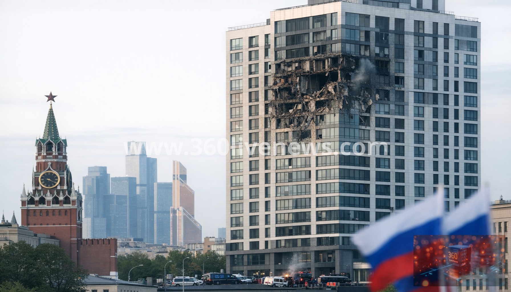 Drone hits Moscow high-rise days before Victory Day parade
