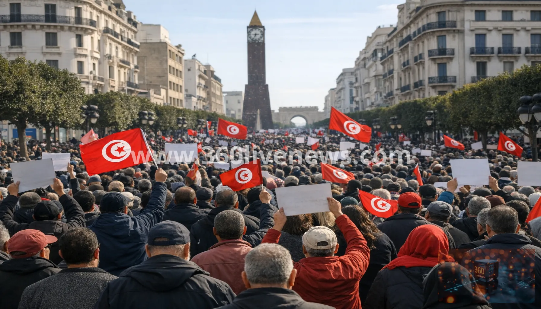 Thousands rally in Tunis against President Saied over freedoms and living costs