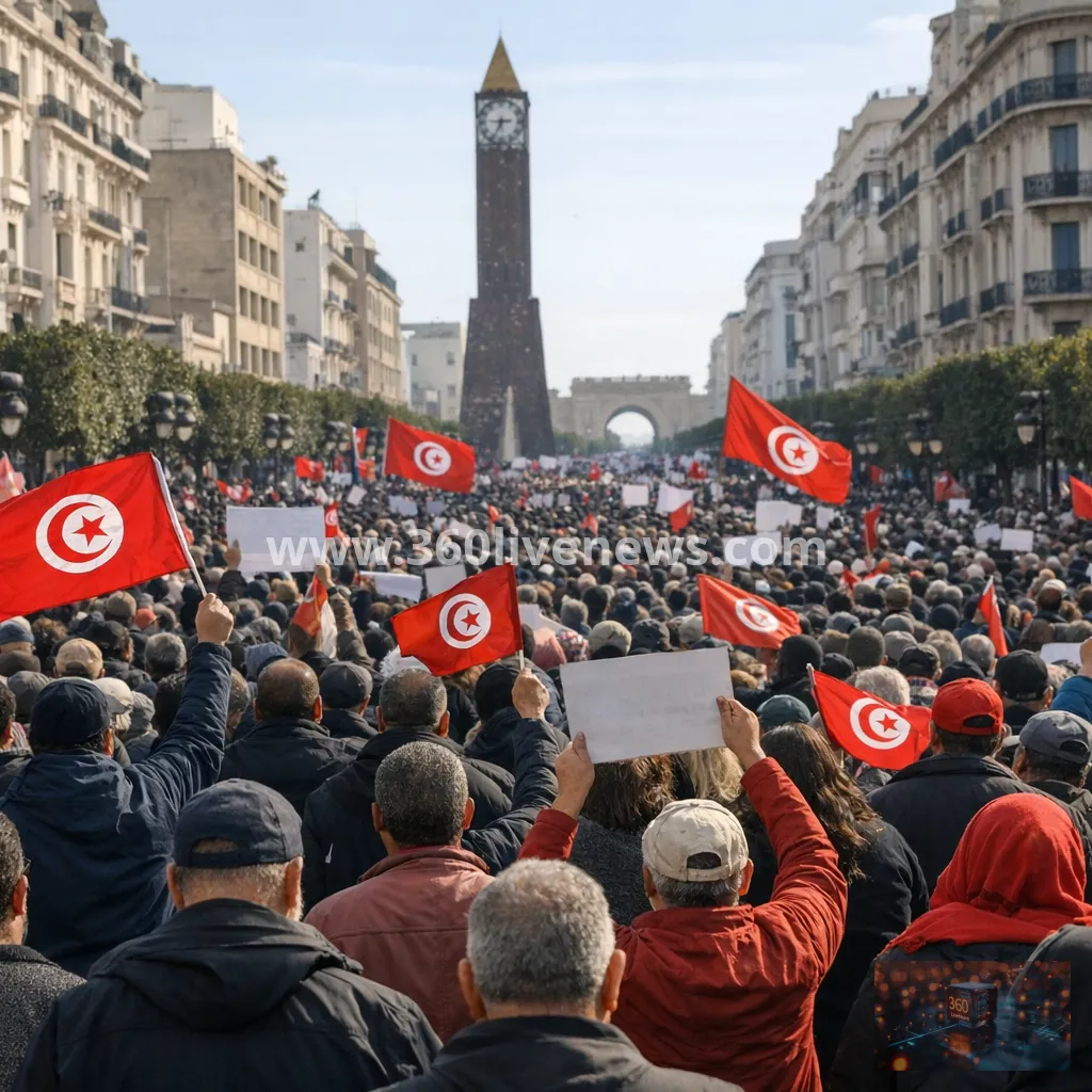 Thousands rally in Tunis against President Saied over freedoms and living costs
