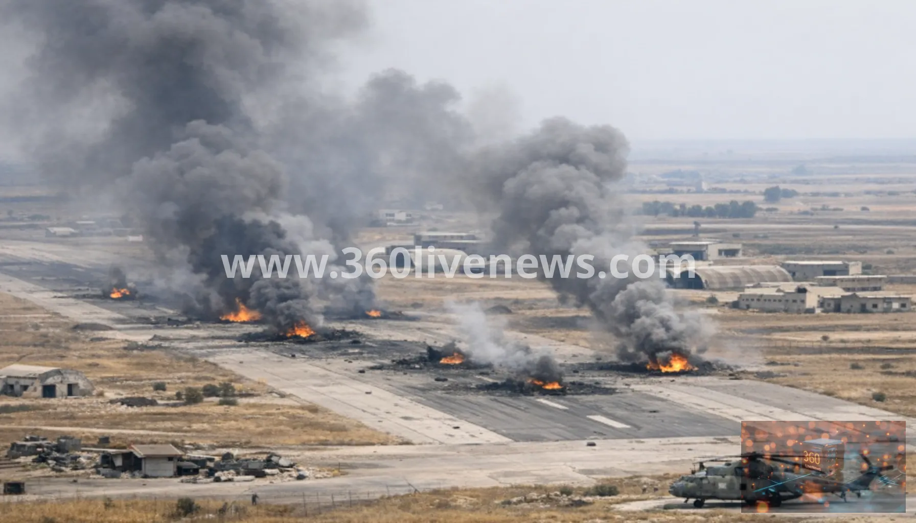 Eight air strikes hit Abu al-Duhur airbase in Syria's Idlib province