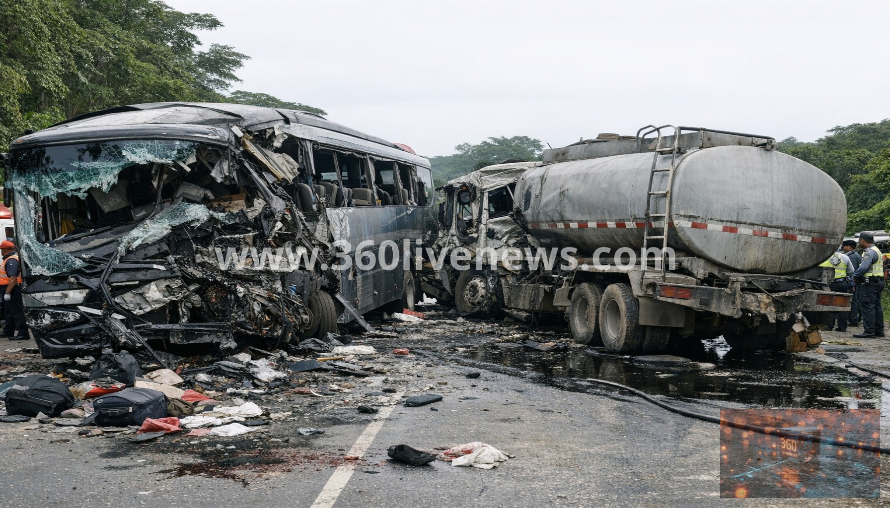 Indonesia bus and fuel tanker crash kills at least 16 on Sumatra highway