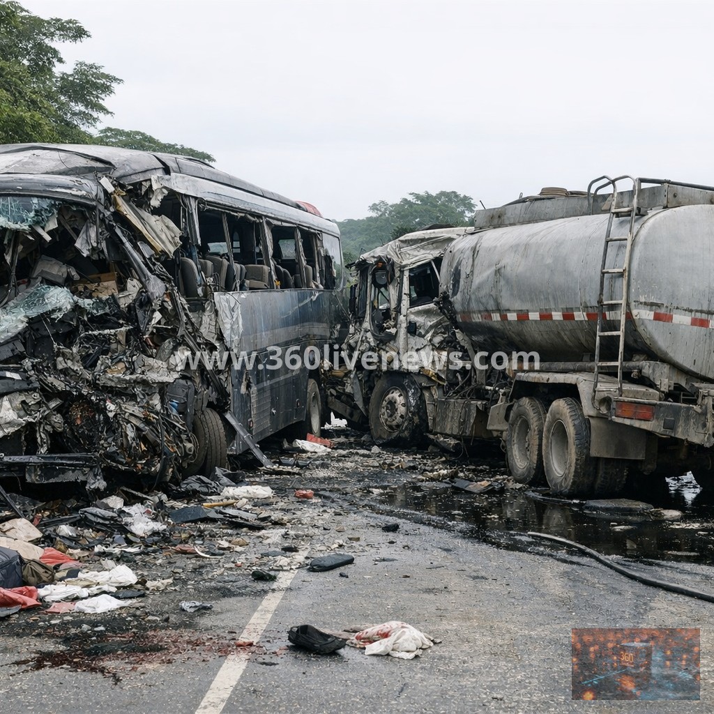 Indonesia bus and fuel tanker crash kills at least 16 on Sumatra highway