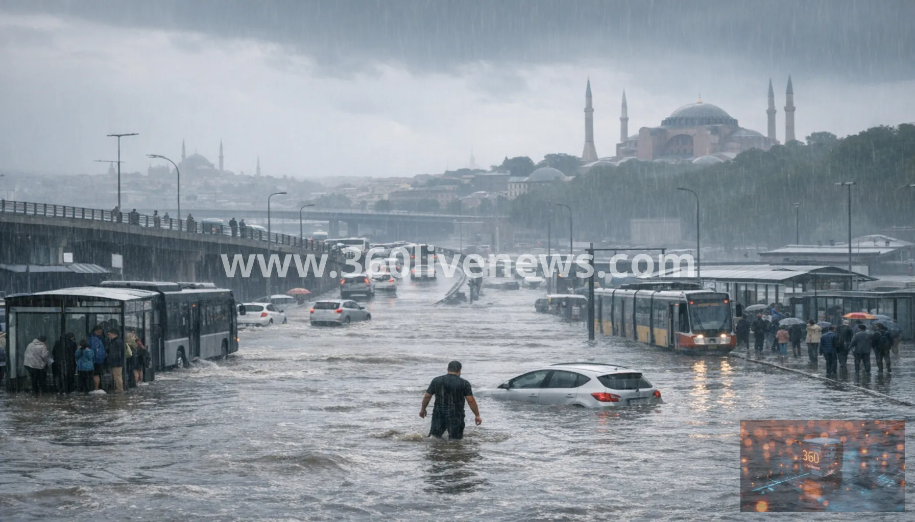 Heavy rain floods Istanbul for a second day, killing at least two and shutting schools