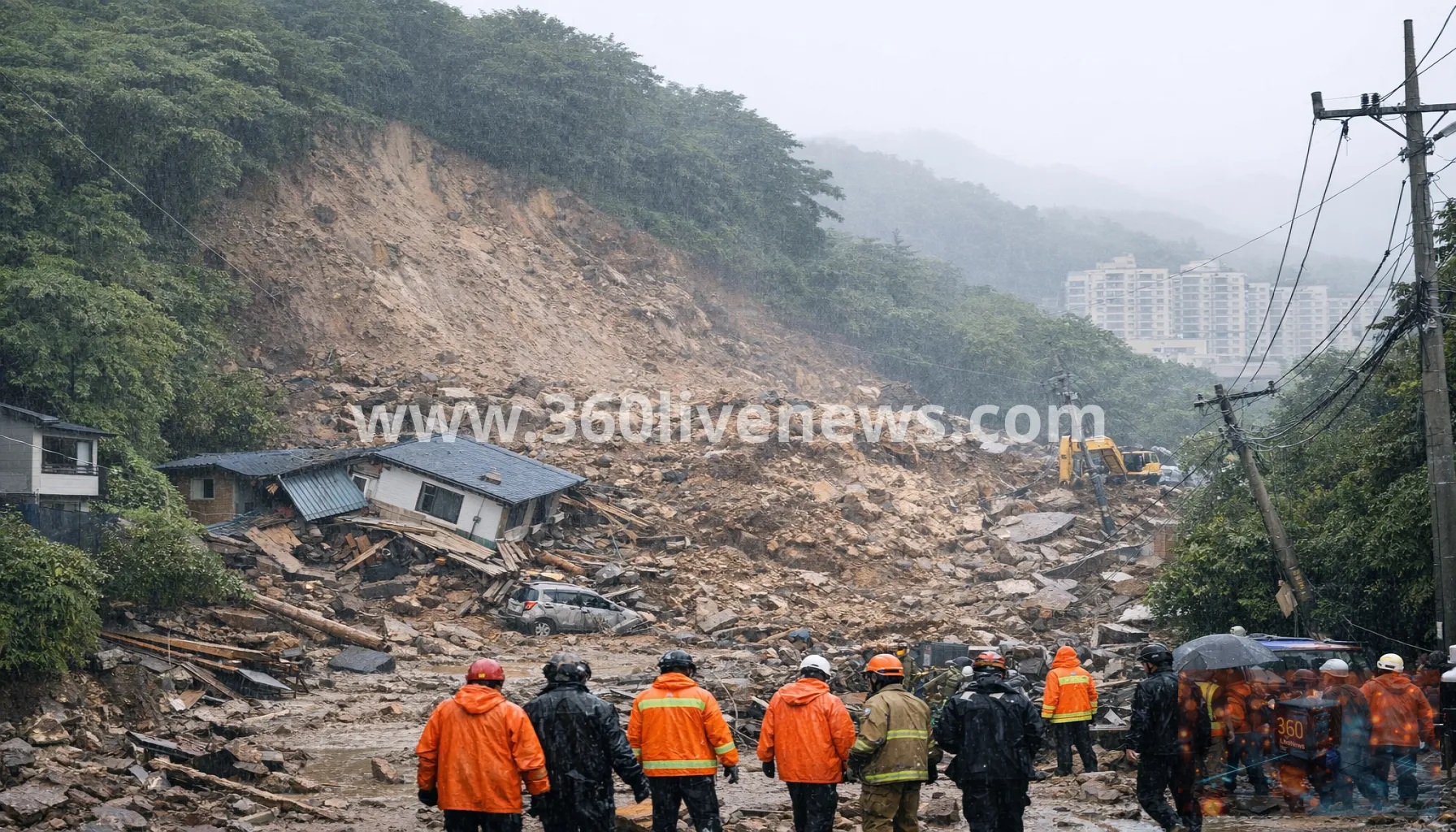 Heavy rains in South Korea trigger Geoje landslide, killing one