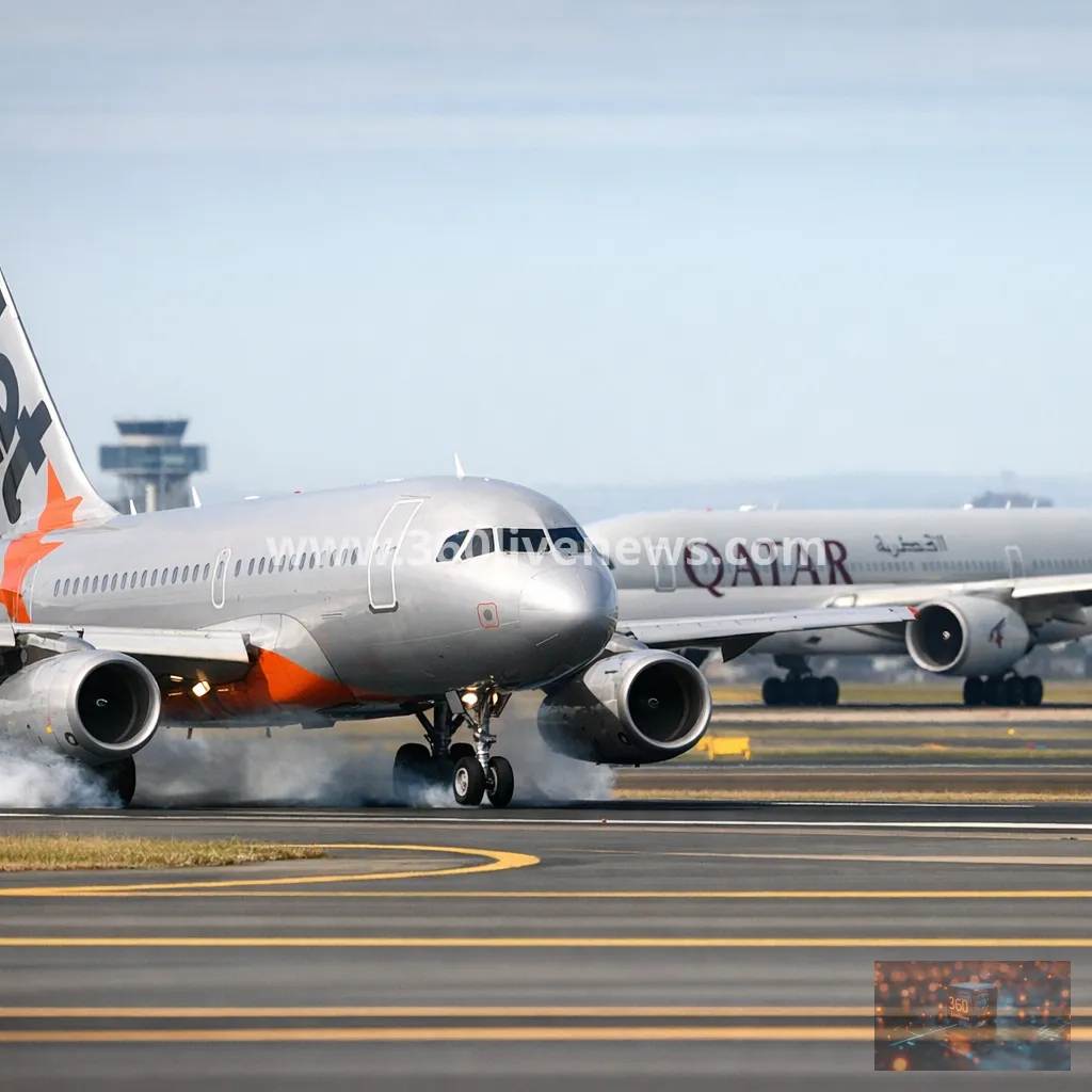 Jetstar plane brakes to avoid Qatar Airways aircraft near miss at Sydney Airport