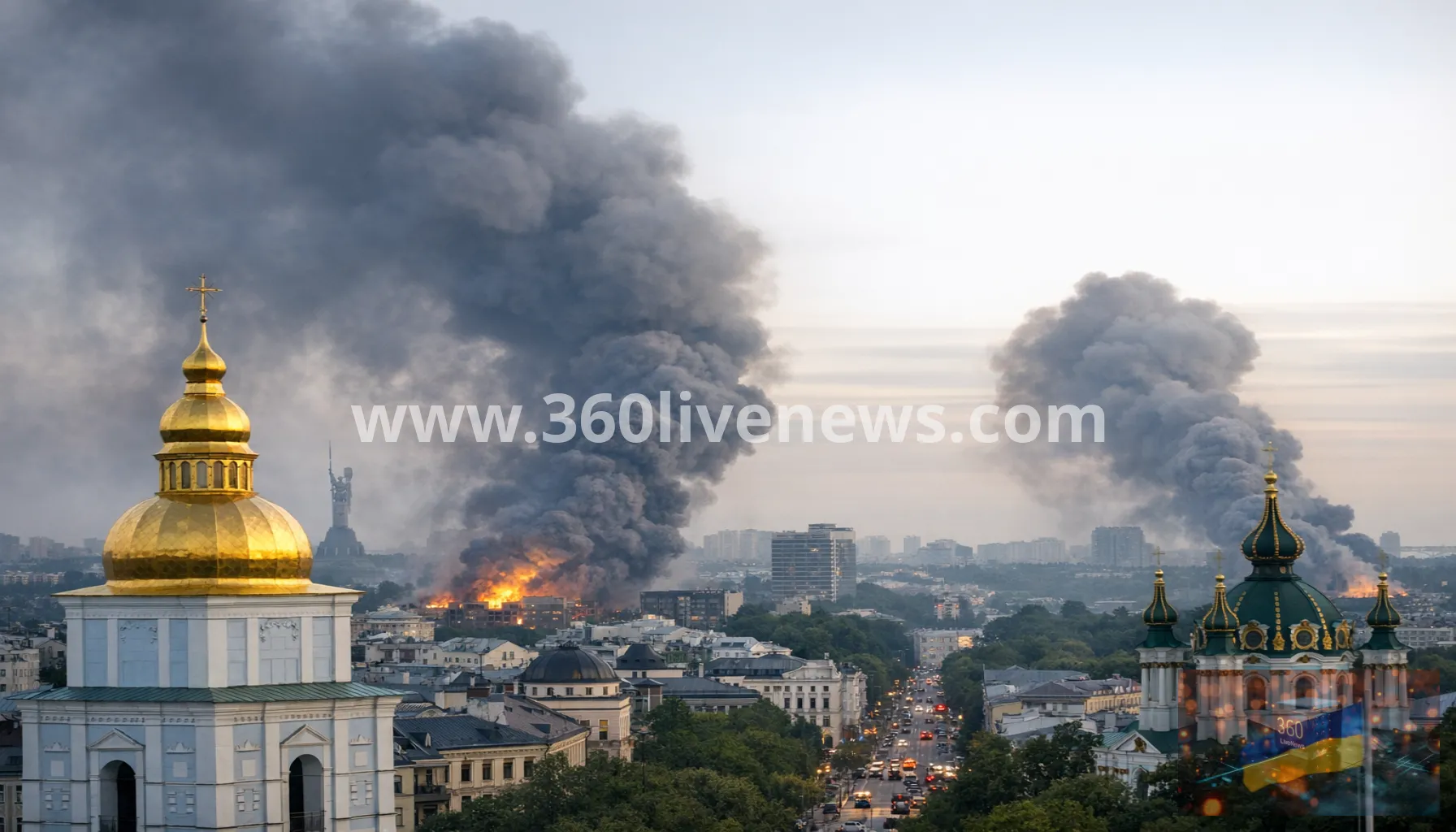 Russian missile strikes hit Kyiv for third time in a week, causing fires and reported injuries