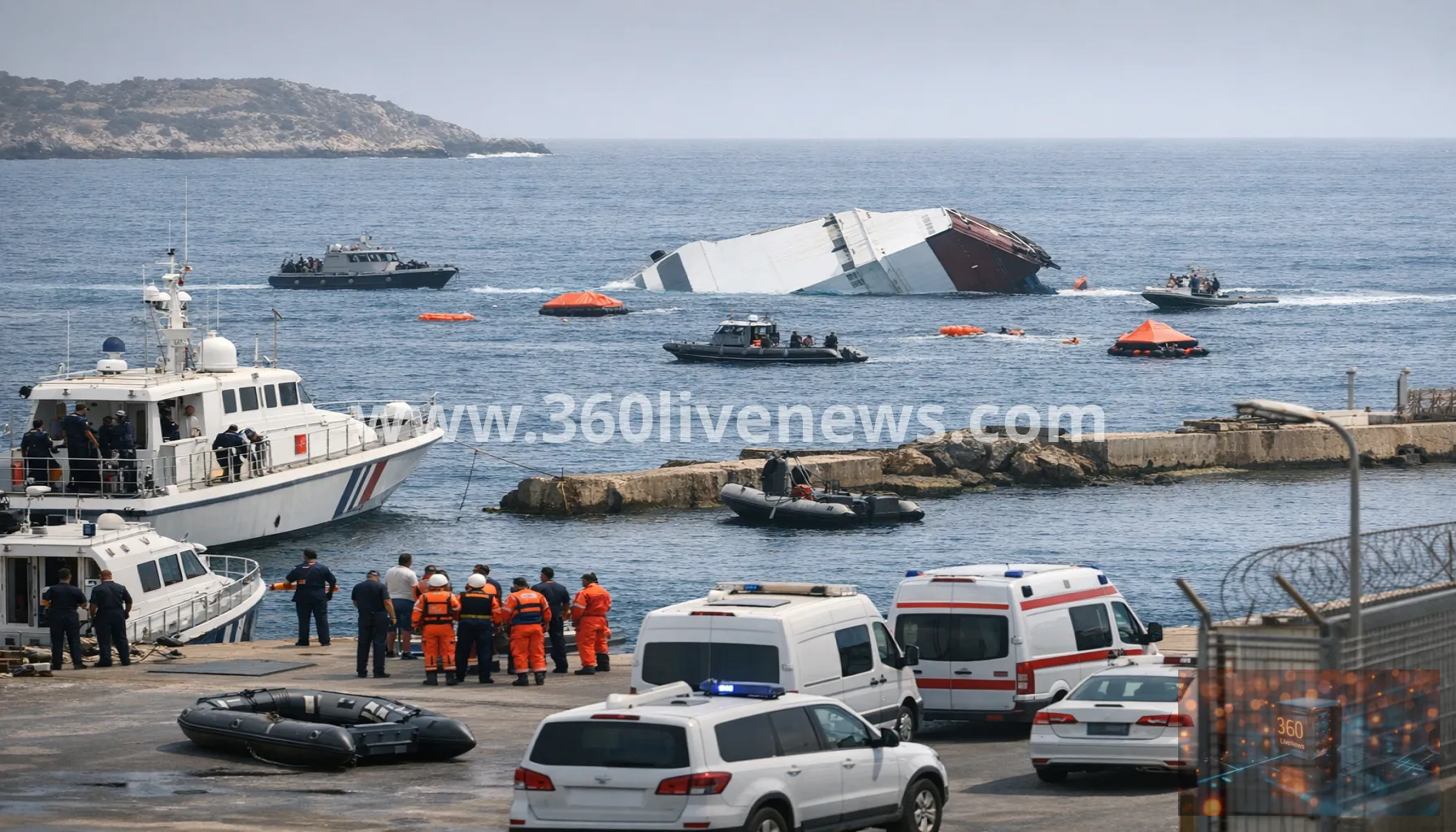 Ferry capsizes off northern Cyprus, leaving at least eight dead and crew arrested