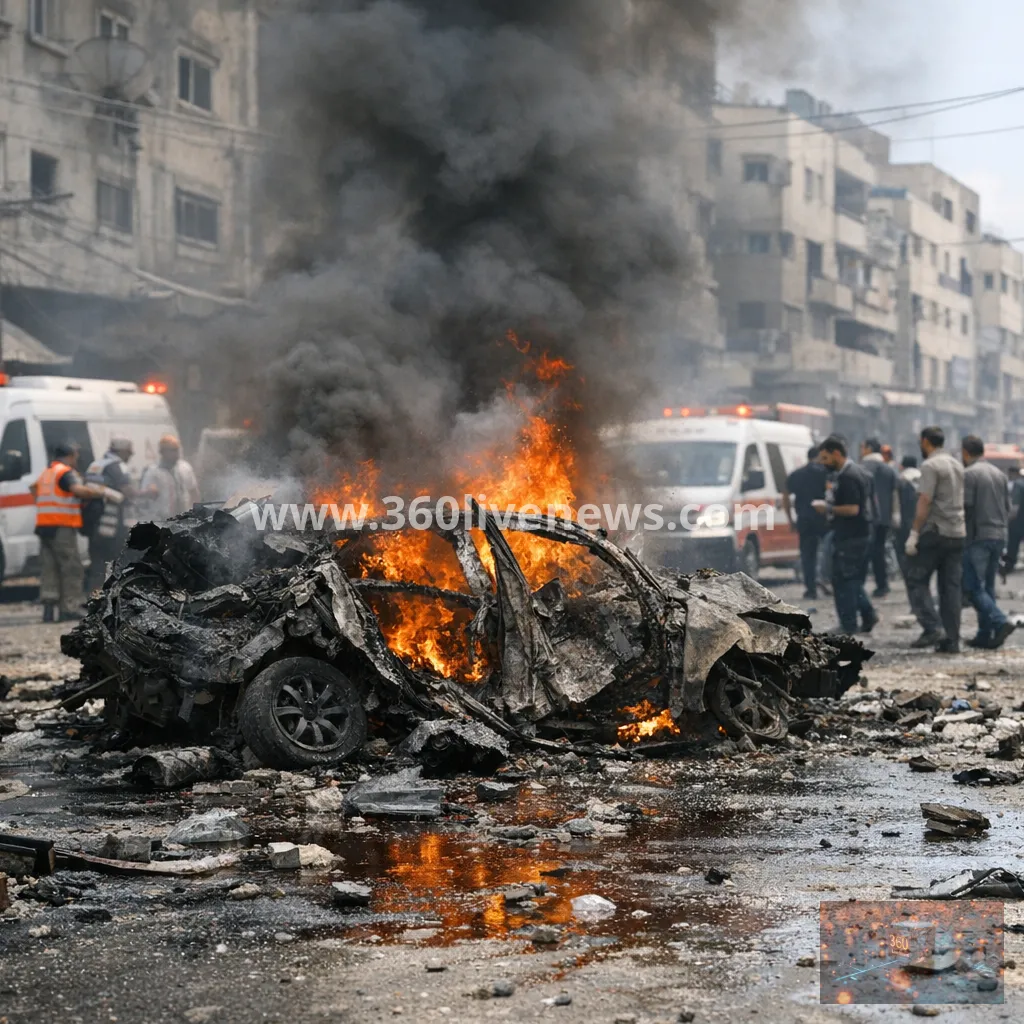 Israeli air strike on vehicle in Gaza City kills two, wounds 13