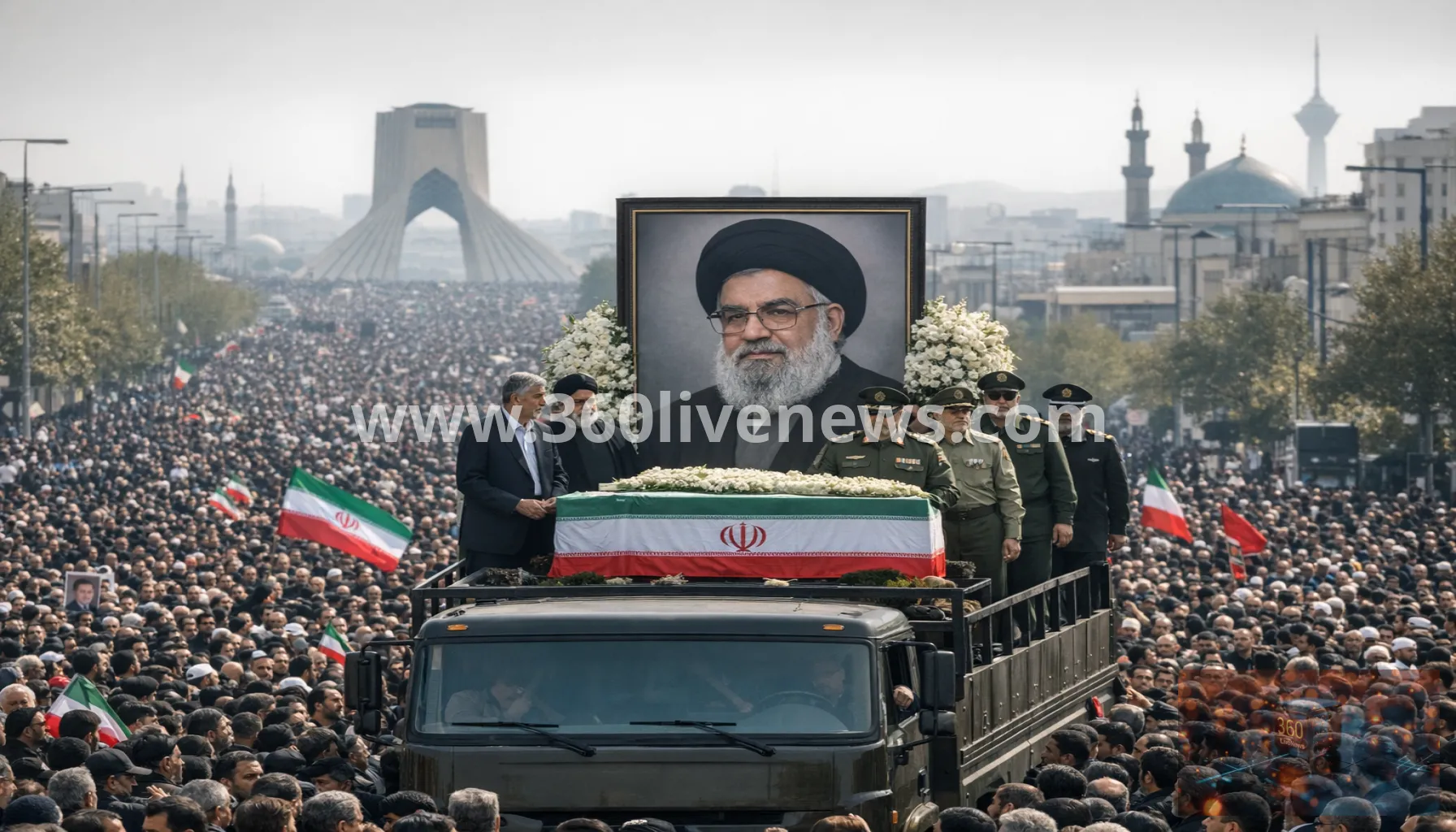 Tehran funeral procession for slain Iranian supreme leader draws huge crowds