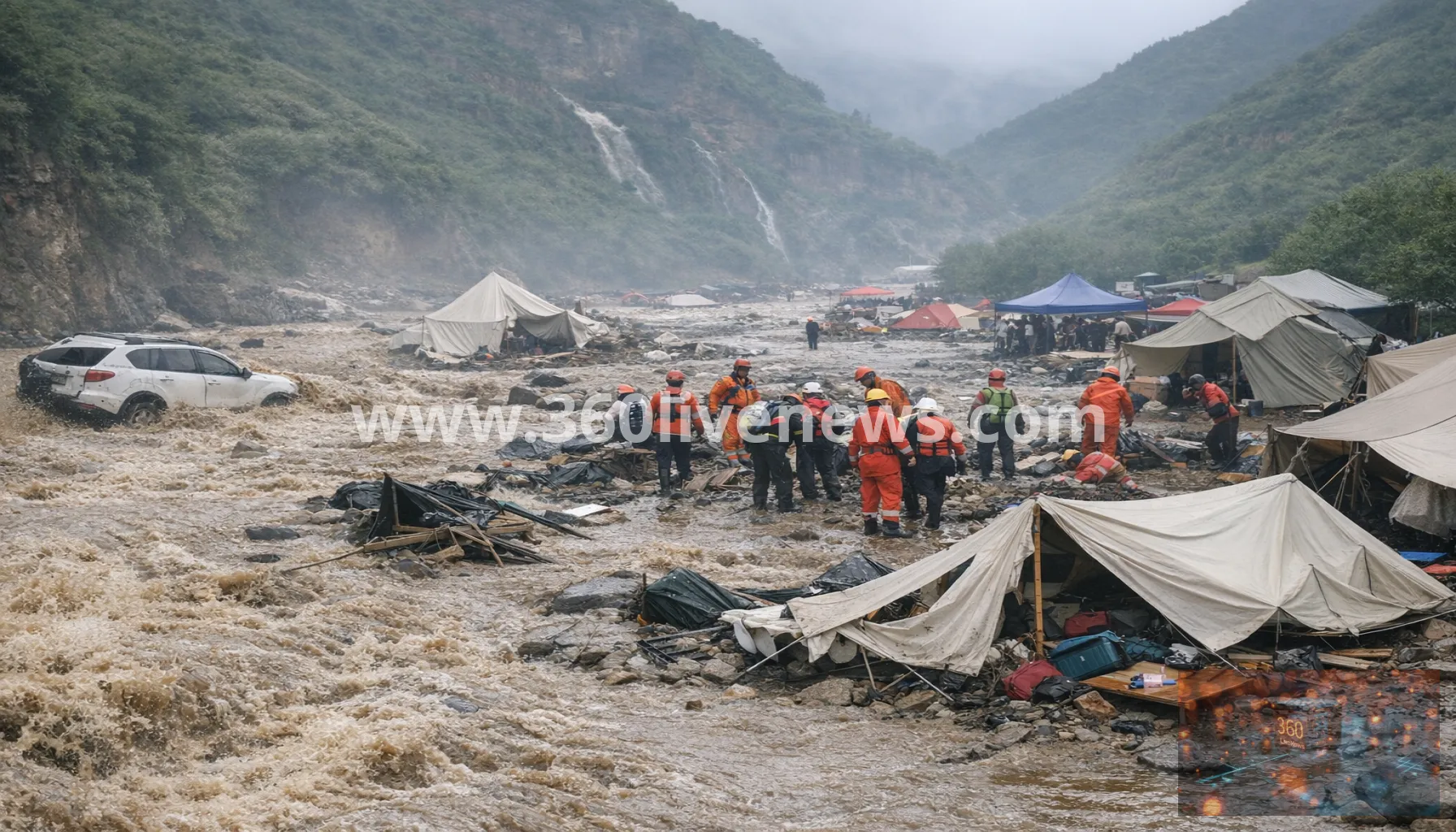 Flash floods kill 10 at scenic camping site in Gansu, China