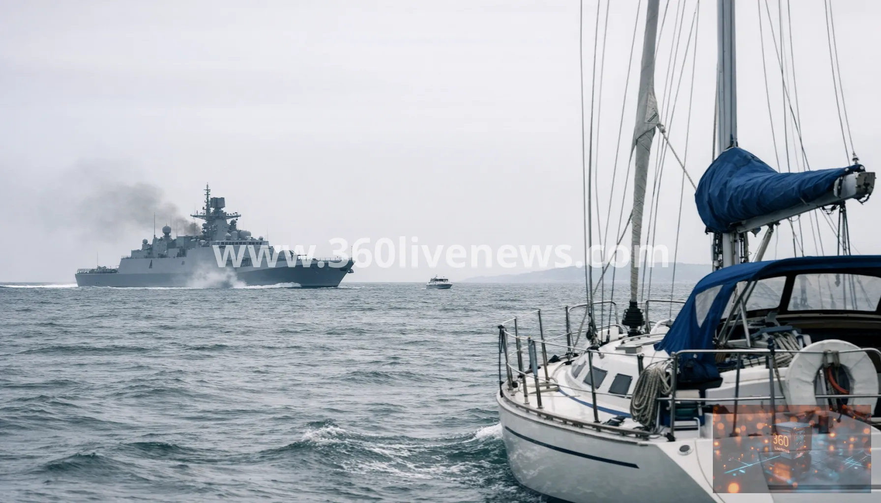 Russian warship accused of firing warning shots at yacht in the English Channel as investigation continues