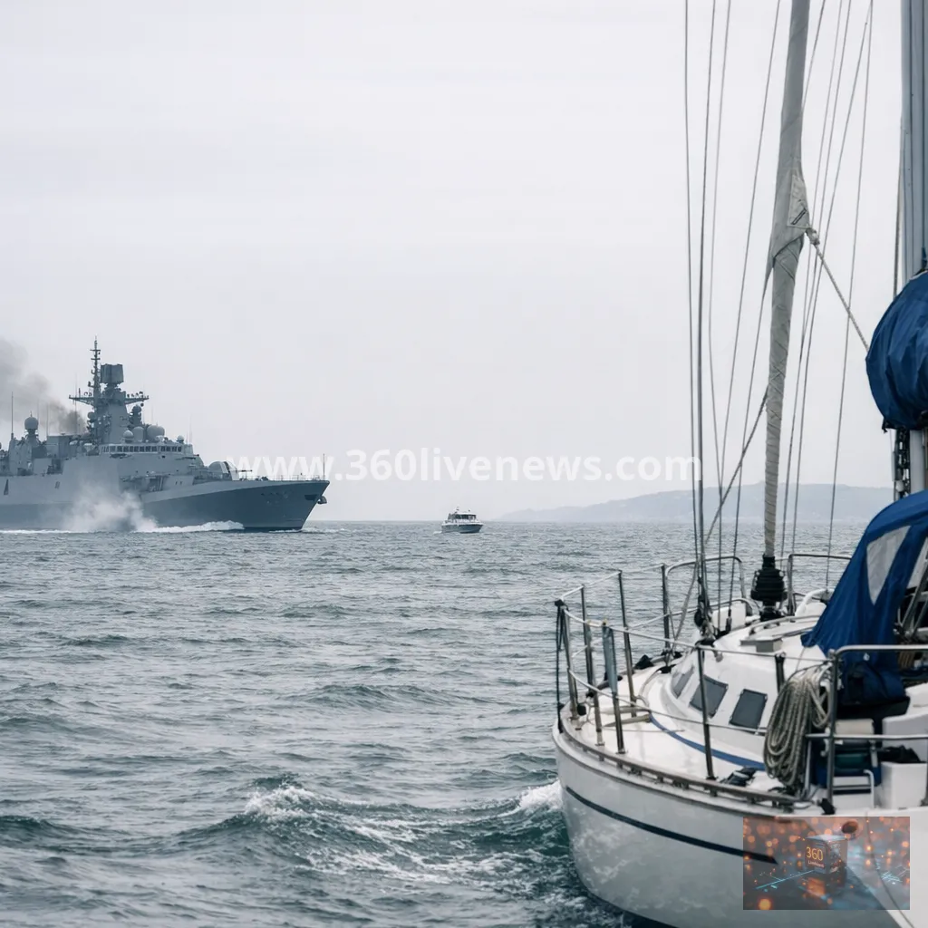 Russian warship accused of firing warning shots at yacht in the English Channel as investigation continues
