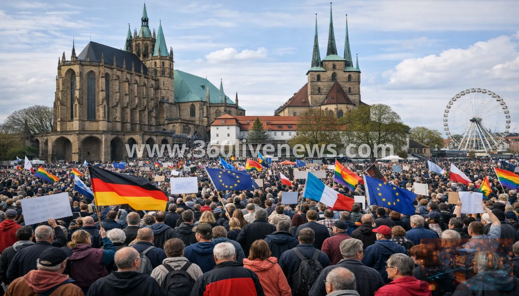 Thousands protest in Erfurt ahead of AfD conference and eastern state elections