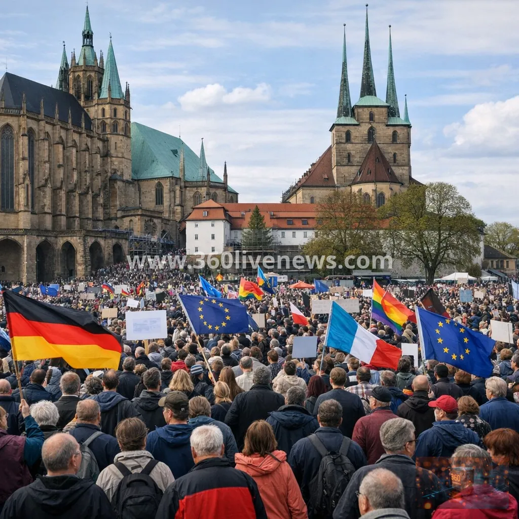 Thousands protest in Erfurt ahead of AfD conference and eastern state elections
