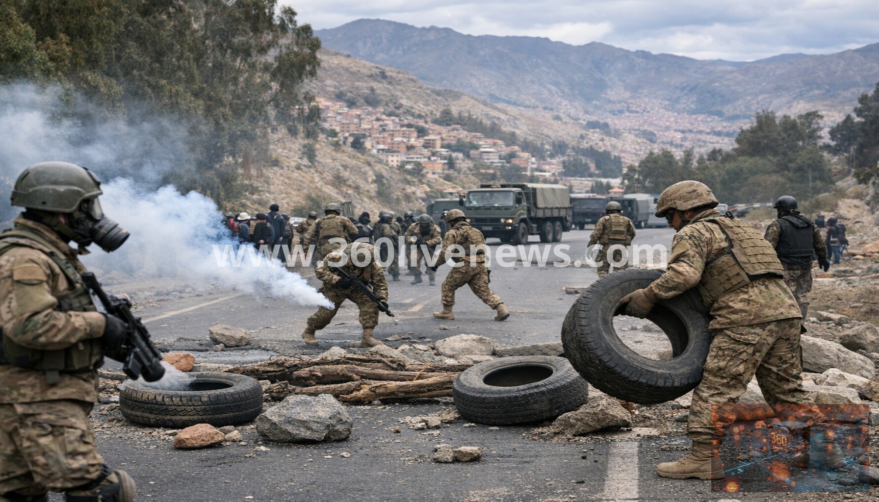 Bolivian military police move to clear road blockades after 11 days of protests