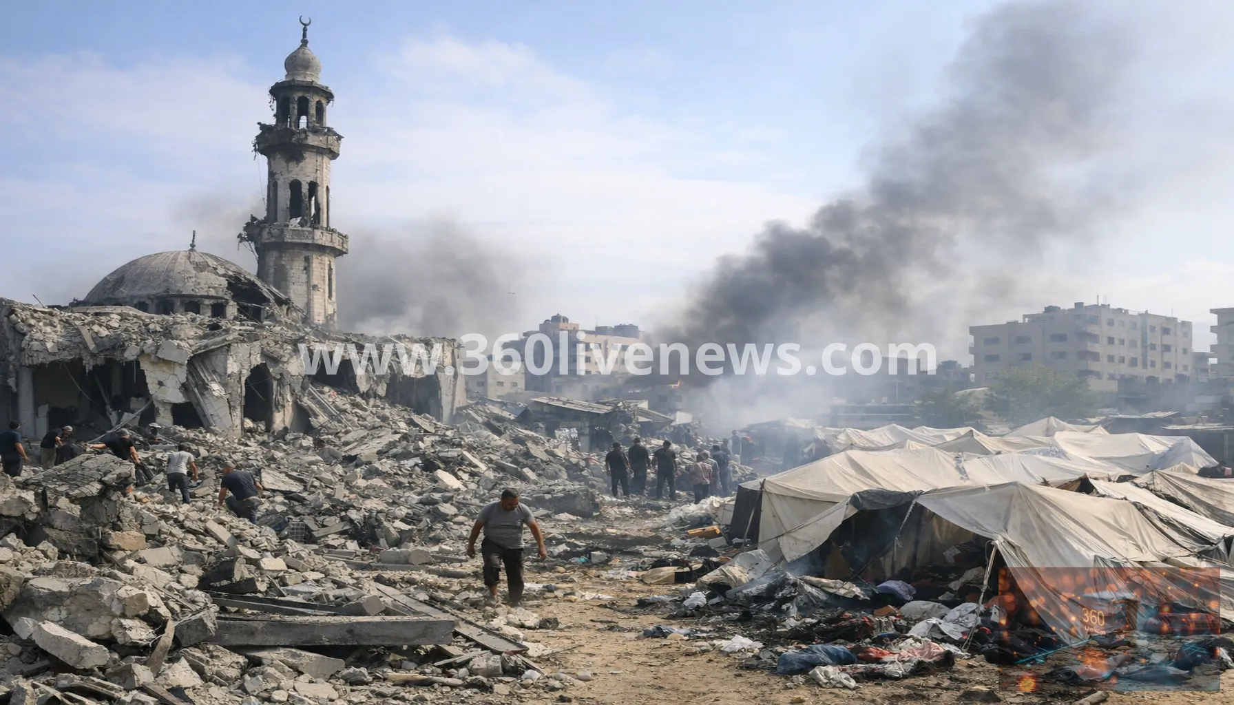 Israeli strikes hit Gaza mosque and displacement tents, killing at least one