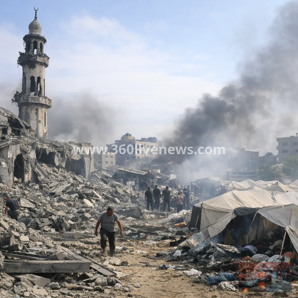 Israeli strikes hit Gaza mosque and displacement tents, killing at least one