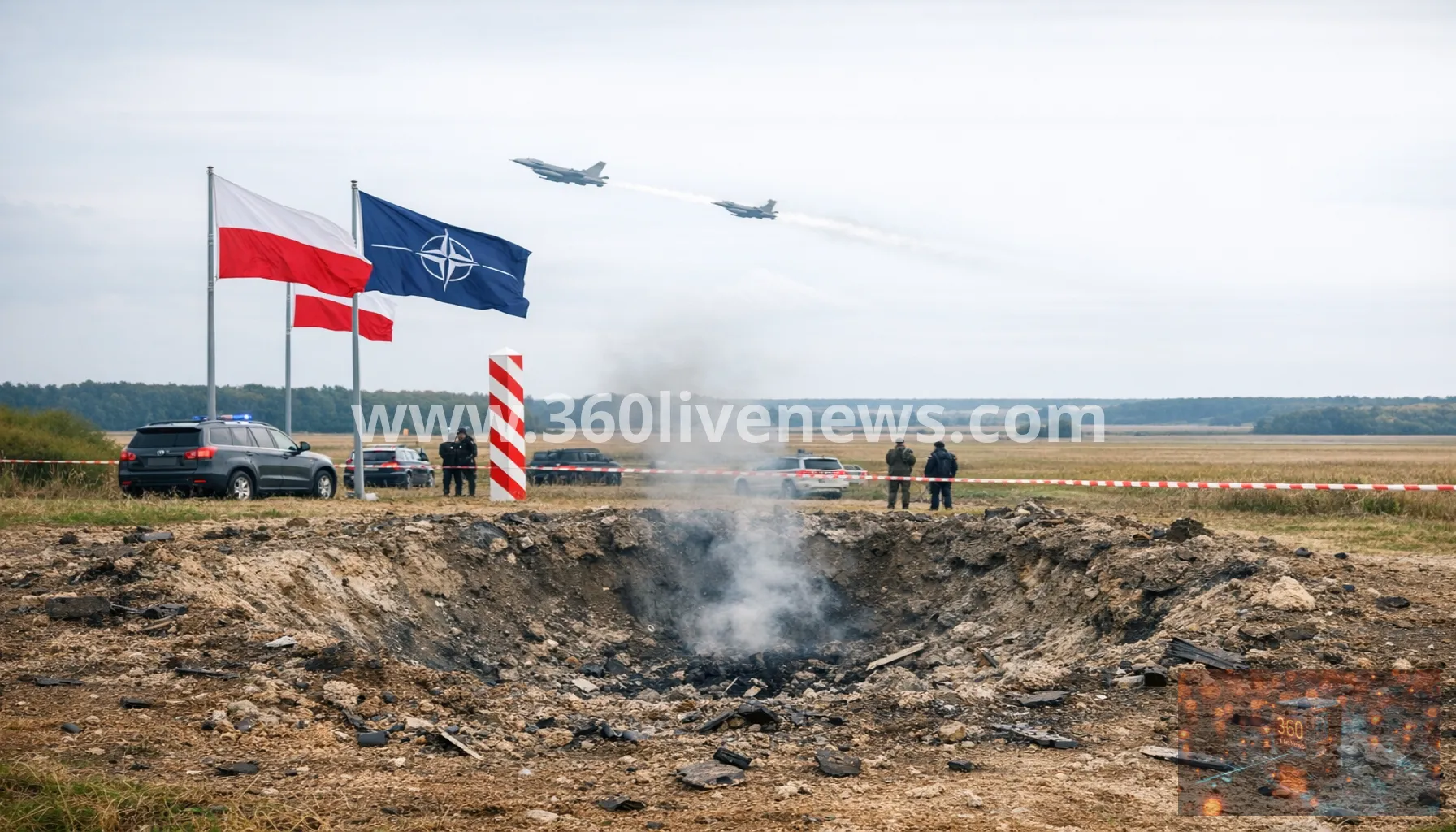Russian missile crosses into Poland as NATO scrambles jets, leaving crater