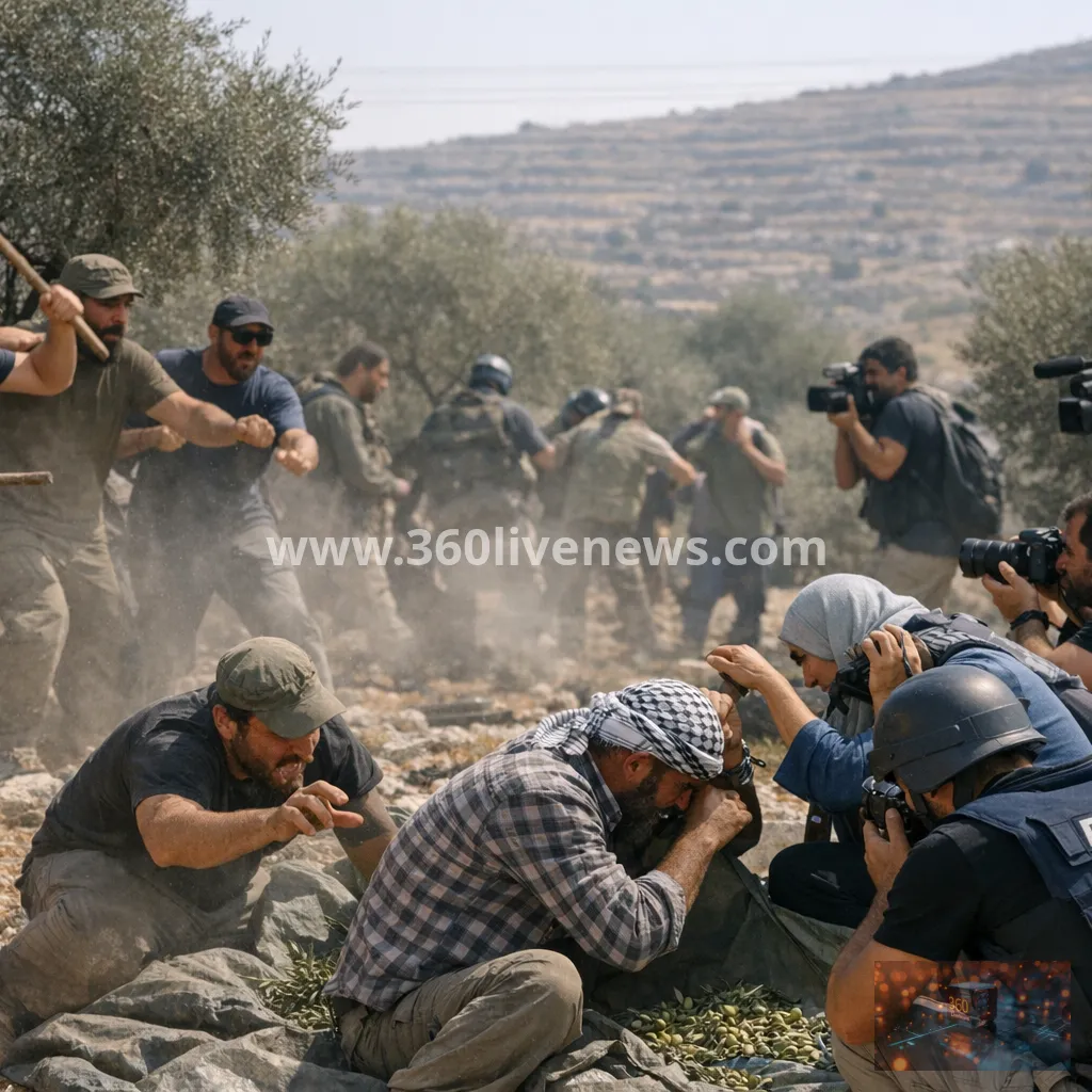 Israeli settlers attack olive pickers and journalists in the occupied West Bank