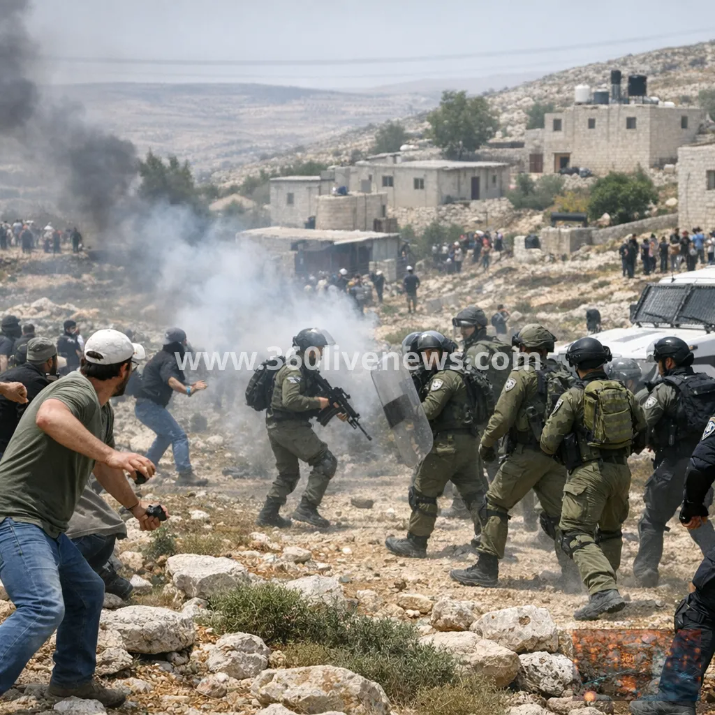 Settlers and Israeli forces clash in West Bank village of al-Mughayyir