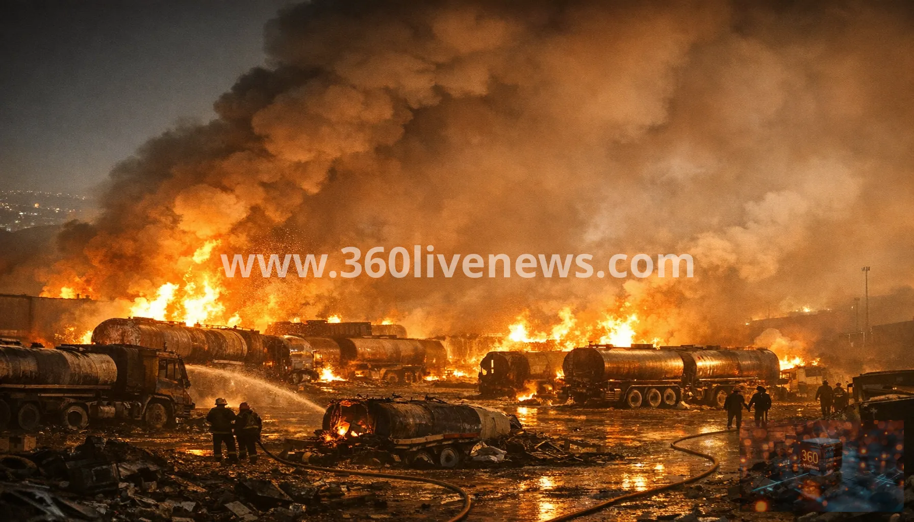 Large fire at fuel depot near Sulaimaniyah injures about 20 and destroys dozens of tankers