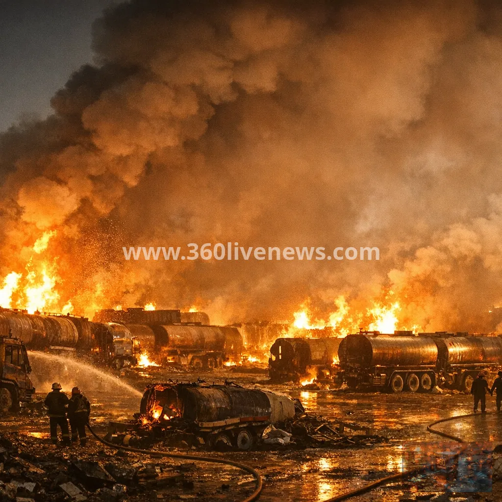 Large fire at fuel depot near Sulaimaniyah injures about 20 and destroys dozens of tankers