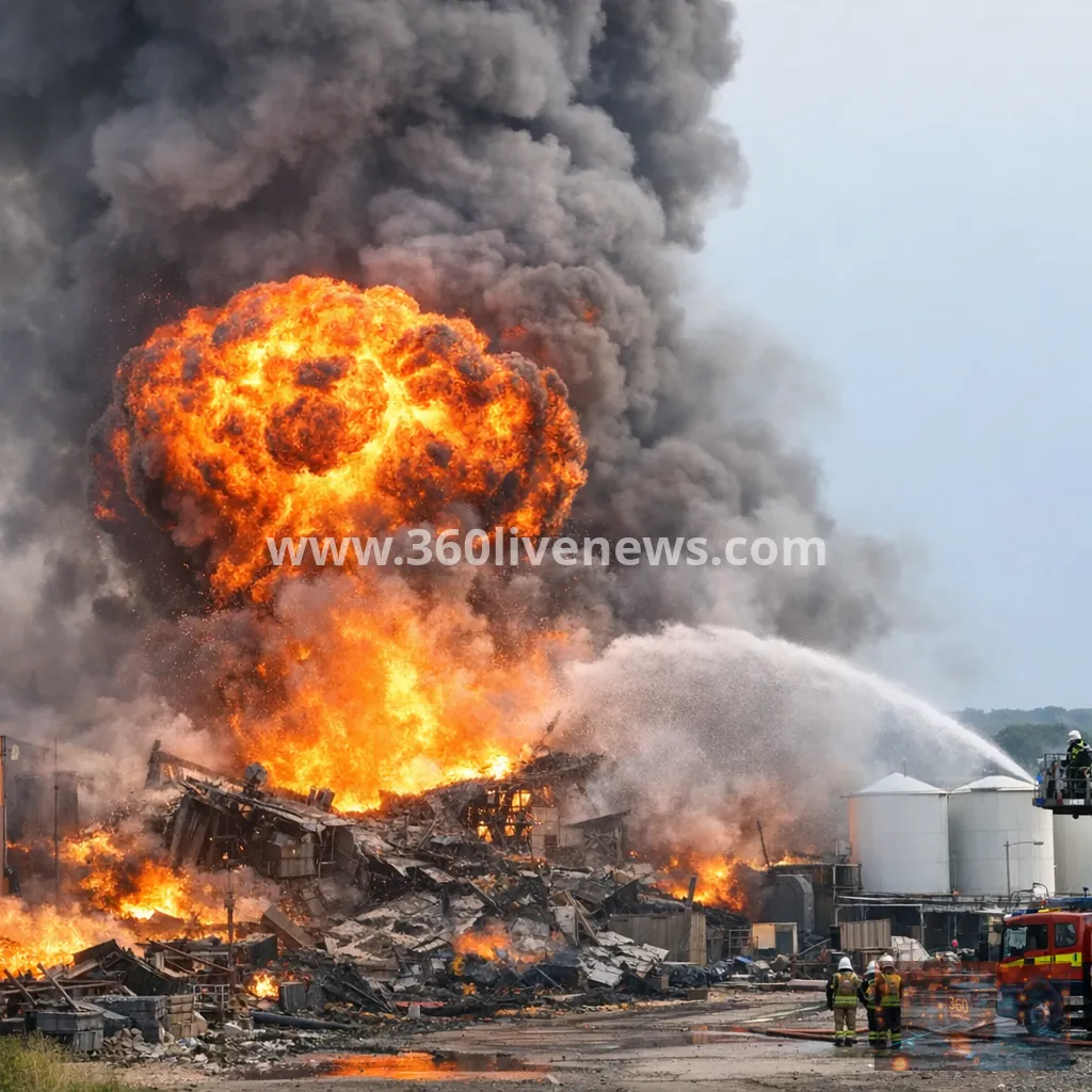 Huge explosion and fire rip through Essex industrial site as blaze comes under control