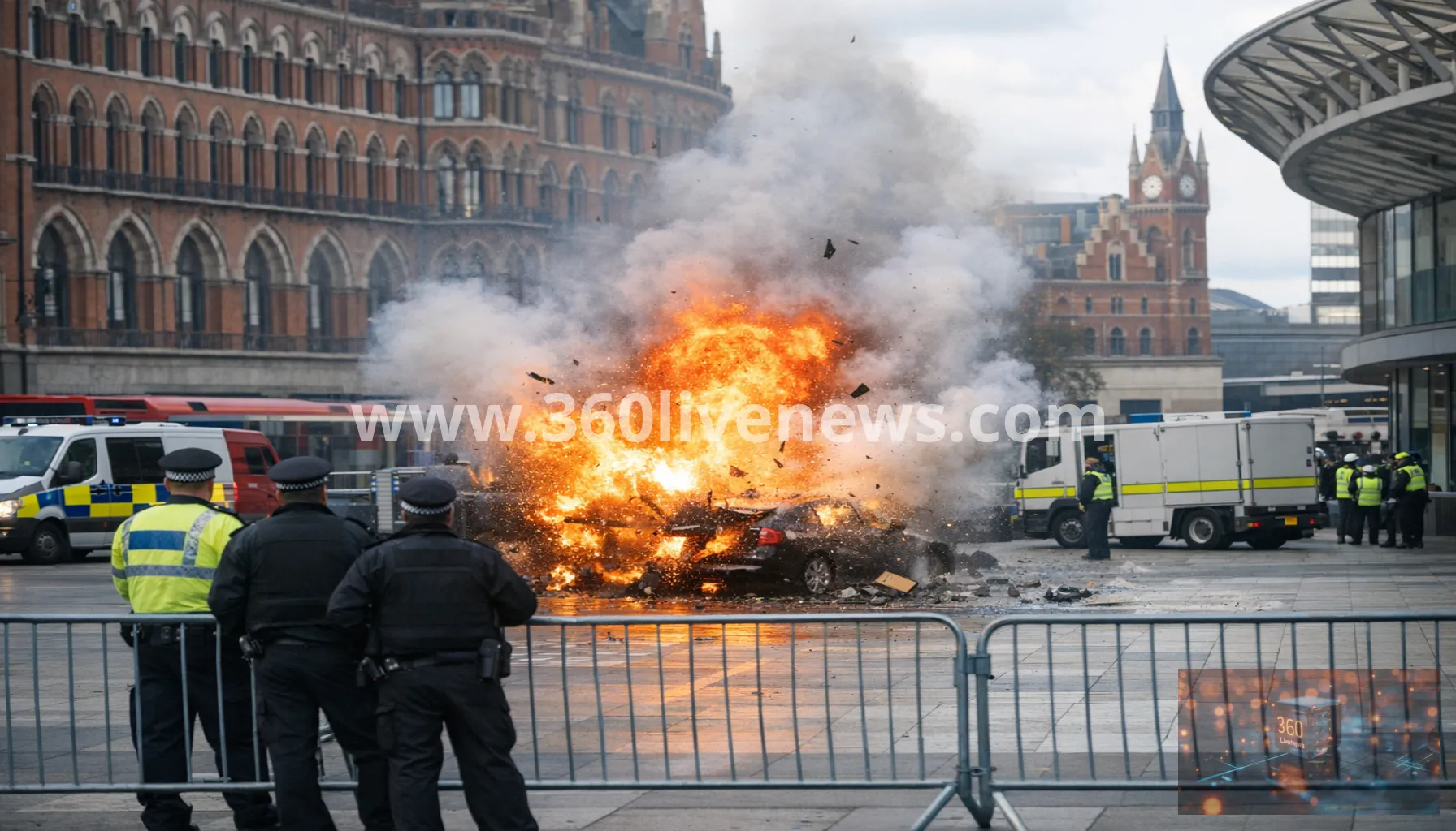 Controlled explosion after unattended car outside King's Cross St Pancras disrupts rail services
