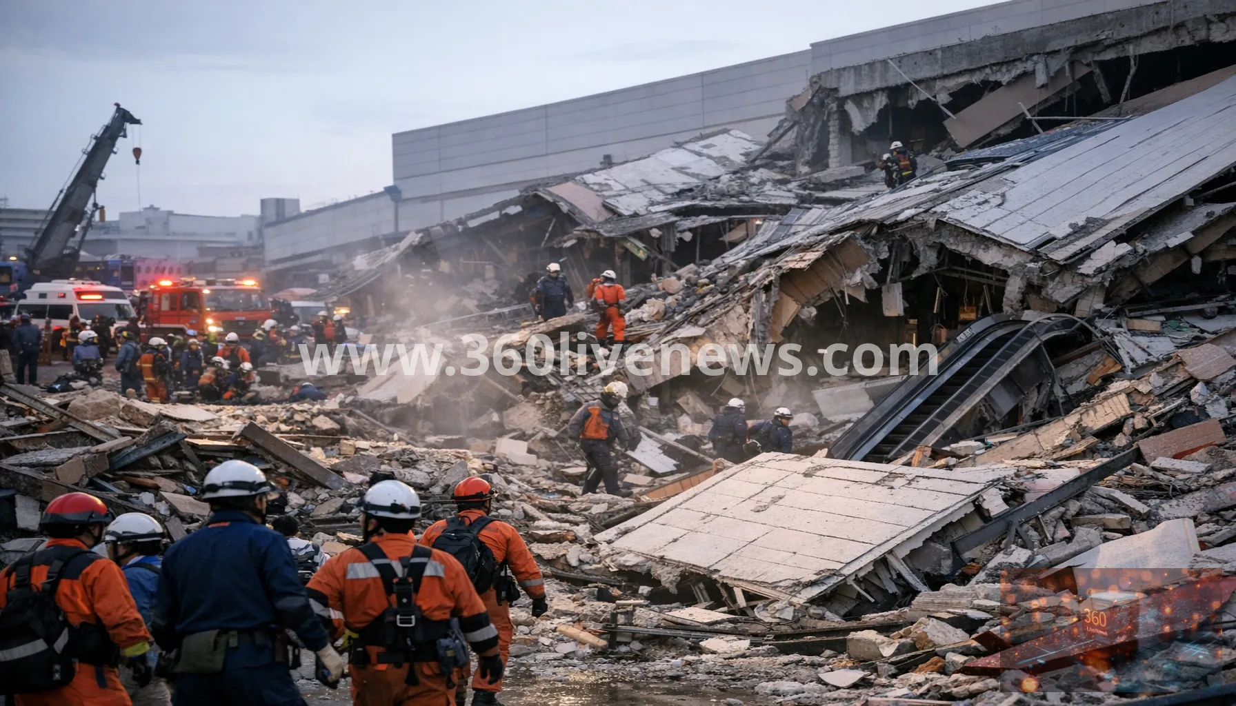 Strong earthquake in southwest Japan traps people in collapsed shopping centre as emergency response expands